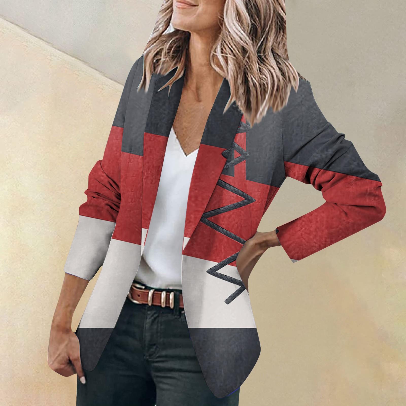 

Женская куртка с длинным рукавом, кардиган с воротником на одной пуговице, топ для бизнеса и отдыха L красный