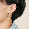 Vnox Ancient Egyptian Ankh Cross Earrings for Men, Stainless Steel Geometric Hoop Huggie Jewelry Gifts, Faith Ankh Stud Earring