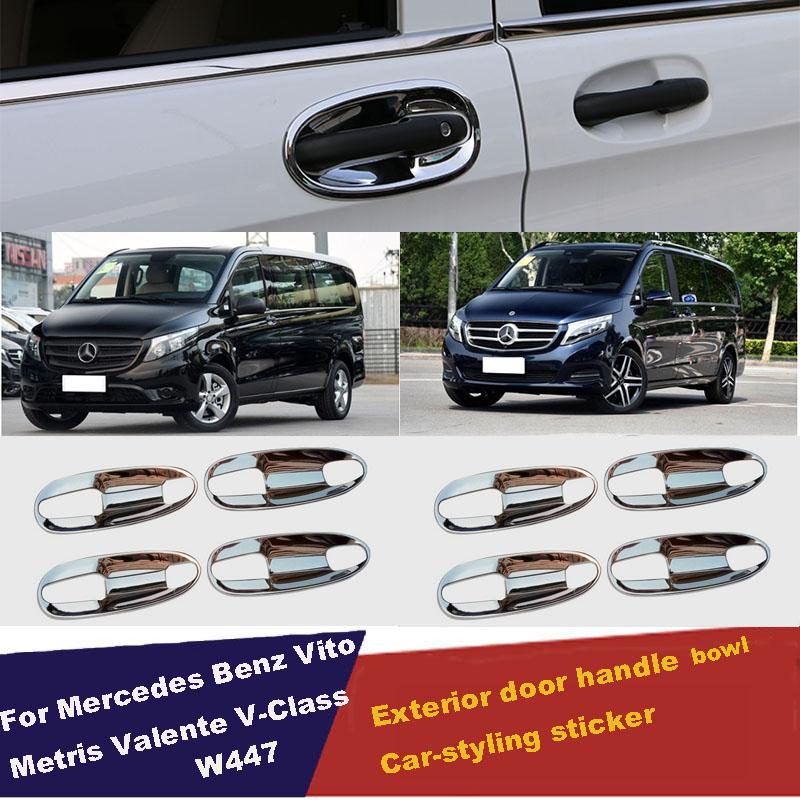 UBLUEE Chrome Exterior Door Handle Bowl Cover Trims For Mercedes Benz Vito Metris Valente V-Class 2014-2018 W447