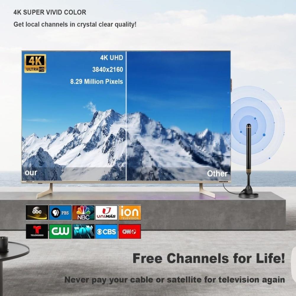 ABS Digital TV Antenna Indoor/Outdoor TV Antenna 1000 Miles Range 4K HD Signal Booster With 5M Cable TV Tools Accessories
