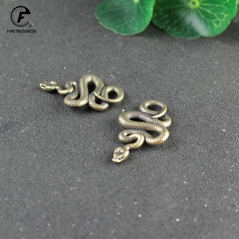 Vintage Copper Long Snake Miniature Figurines Desk Decorations Ornaments Accessories Handmade Brass Car Key Chains Pendant Decor
