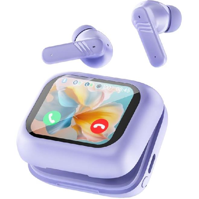 Active Noise Cancelling Earbuds ANC with Smart Touch Screen, Blue Tooth Ear Buds Earphones for iPhone Android TWS True Wireless Bluetooth Earbuds,