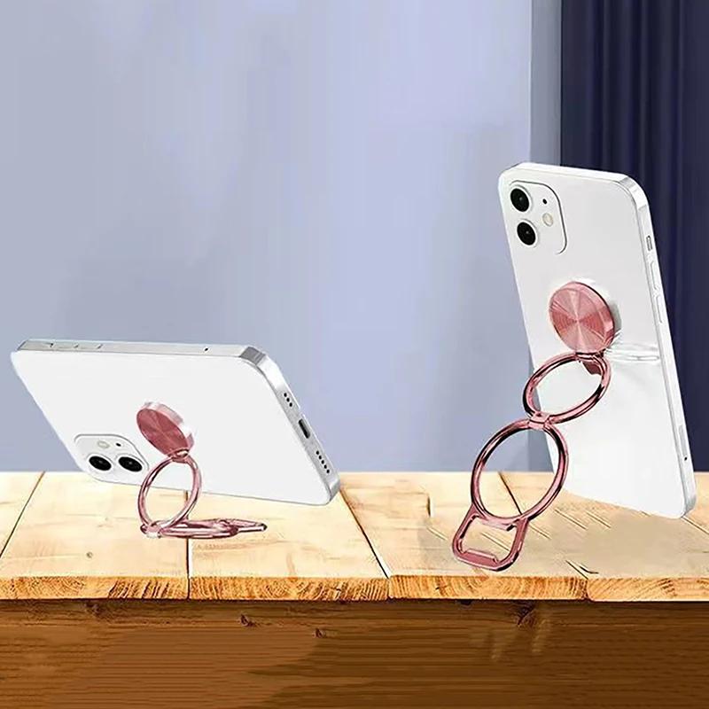 Metal Foldable Phone Holder 360 Degree Rotation Stand Double Finger Ring Round Cellphone Universal Portable Metal Kickstand