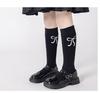 3pairs Girls' Knee-high Slouch Socks Black White Gray Bow Spring Stackable Tights For Kids 3-12Y Children Casual School Sockens