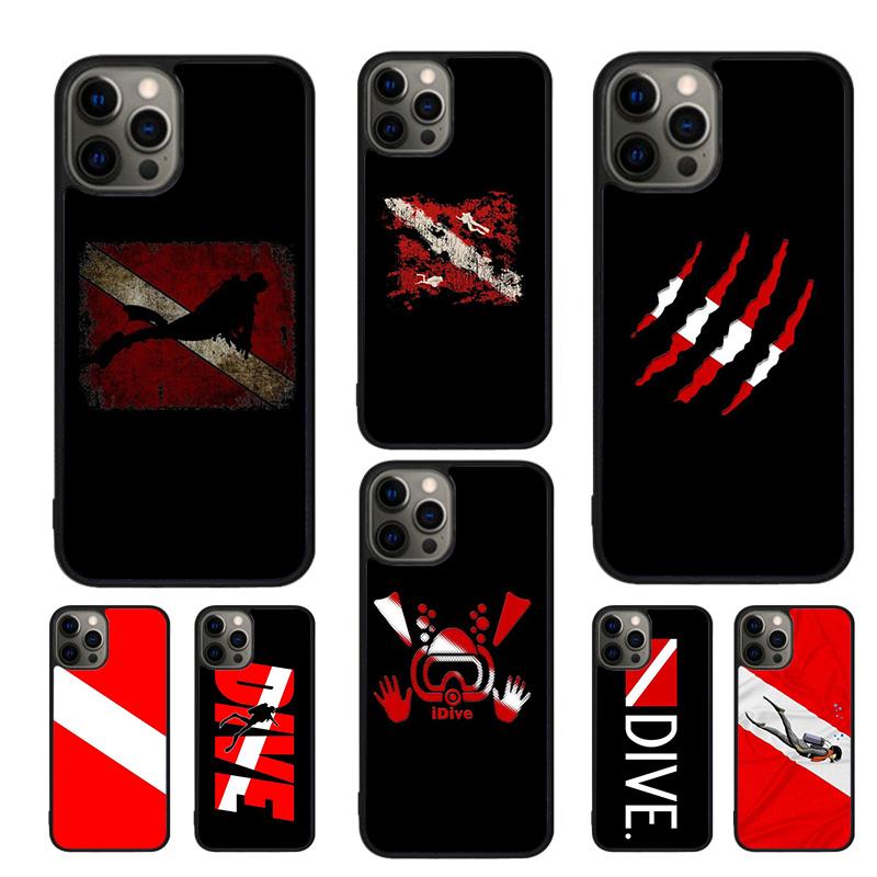 Scuba Diving Dive Flag Phone Case For IPhone 18 17 Air 16 15 14 11 12 13 Pro MAX Plus coque Cover Shell