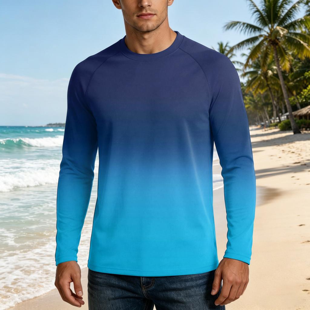 Herren Langarm UPF50+ Sonnenschutzshirt Leicht Atmungsaktiv Schnelltrocknend Outdoor Freizeit Oberteil für Sommeraktivitäten