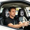 2pcs 3D Horror Ghost Face Car Headrest Cover, Elastic Funny Prank Head Rest Protector,Soft Fabric Auto Seat Head Pillow Decor Gift for Car Enthusiasts