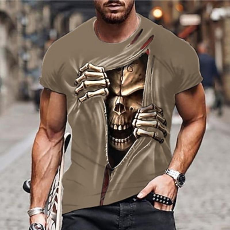 [Summer T-Shirt] Breathable Polyester Men's T-Shirt | Unique Print Design, Crew Neck, Short Sleeve, Casual Sporty Style, Summer Essential