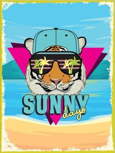 

Metal plaque vintage retro style Sunny Days Tiger Classic tin door signAluminum 20x30cm（7.8x11.8inch）