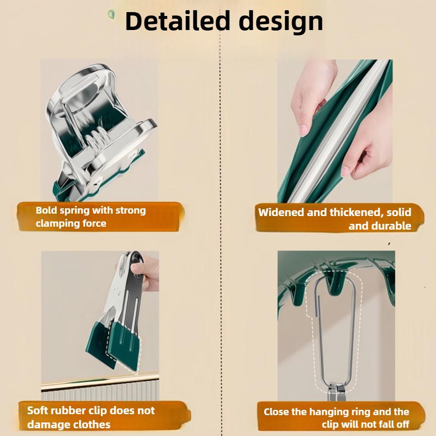 1/2/3pcs Clothes Hanger with 10 Clips Laundry Drying Rack Clothes Drying Rack Stainless Steel Sock Hangers Windproof Clip