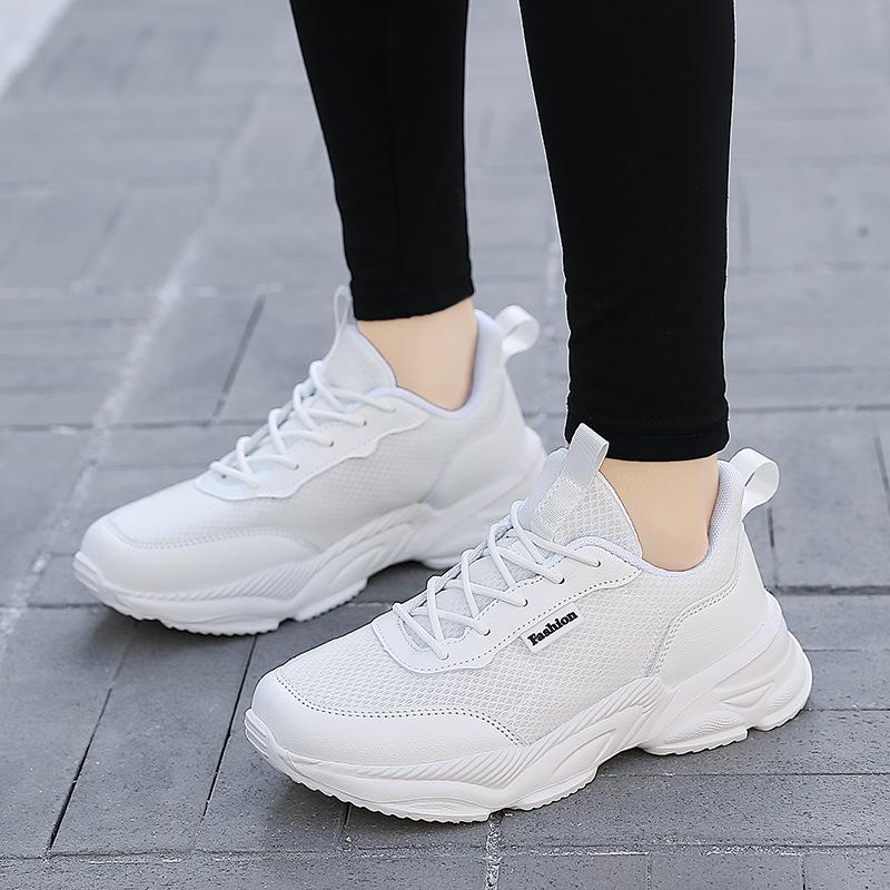 Women's shoes new spring and summer mesh breathable platform sports shoes women's running shoes casual white shoes