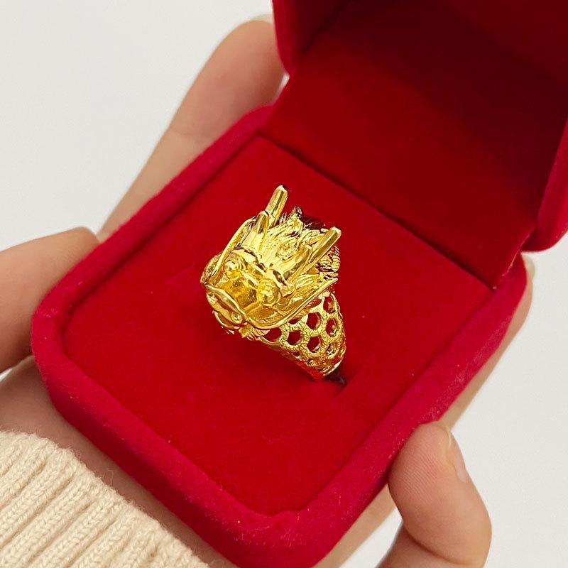 New Gold Store Same Style Men'S Open End Ring With Adjustable Faucet Beautiful Gift Jewelry9999 24K Real Gold