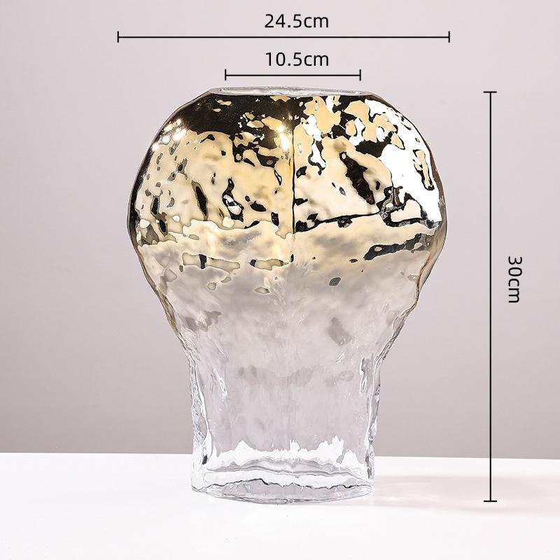 Glass Vase Golden Geometric Gradient Glass Bottle Hydroponics Terrarium Flower Vase Home Decoration Accessories