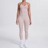 Seamless solid color beauty back vest, trousers, yoga suit set, tight running, fitness, yoga two-piece set