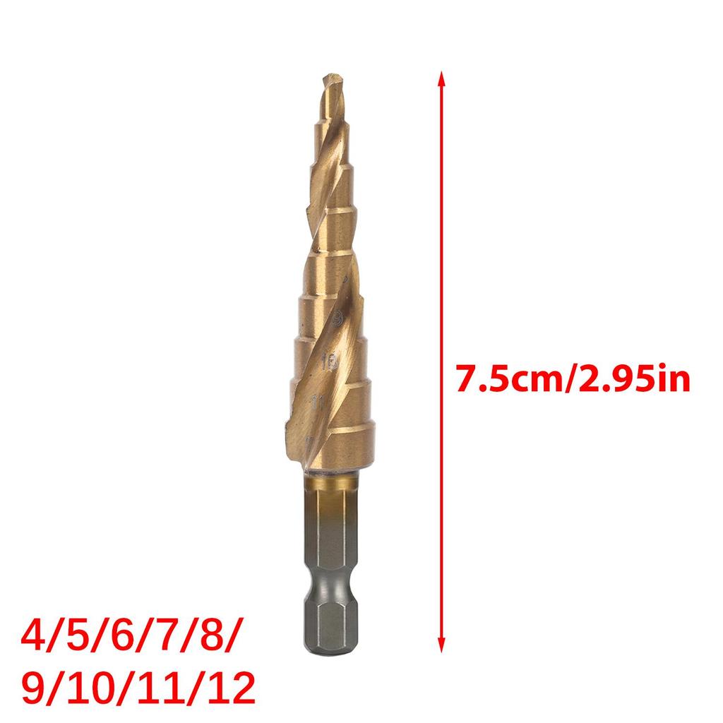 5/1PCS HSS Bearing Steel Step Drill Bit High Speed Steel Single Spiral 4-20 Cone Drill Bit Wood Metal Hole Cutter Drilling Tools