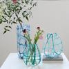 Glass Vase Hand-wound Colorful Geometric Mesh Transparent Glass Bottle Hydroponics Terrarium Home Decoration Accessories