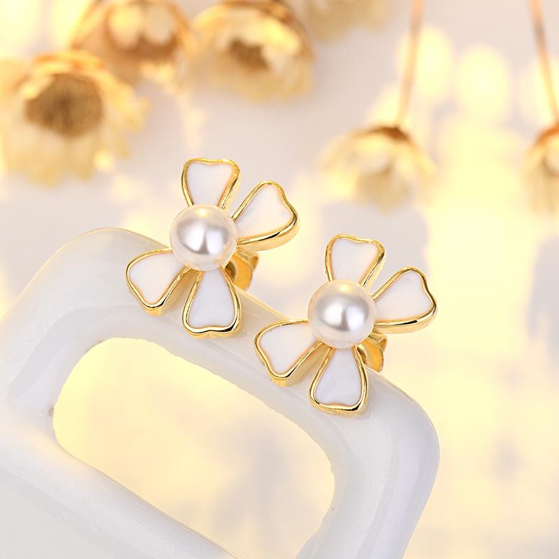 Boucles d'oreilles Petites Cœur pour Filles Simples Amour Nœud Boucles d'oreilles Perle Boucles d'oreilles Tendance