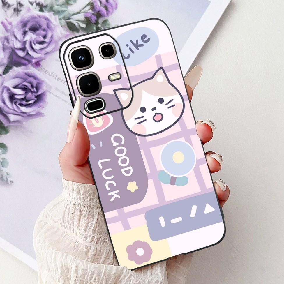 Per Infinix Note 50s X6870 Cover Posteriore Per Infinix Note 50s 5G Custodia Silicone Moda Lusso Fiori Gatto Carino Dipinto Divertente Paraurti