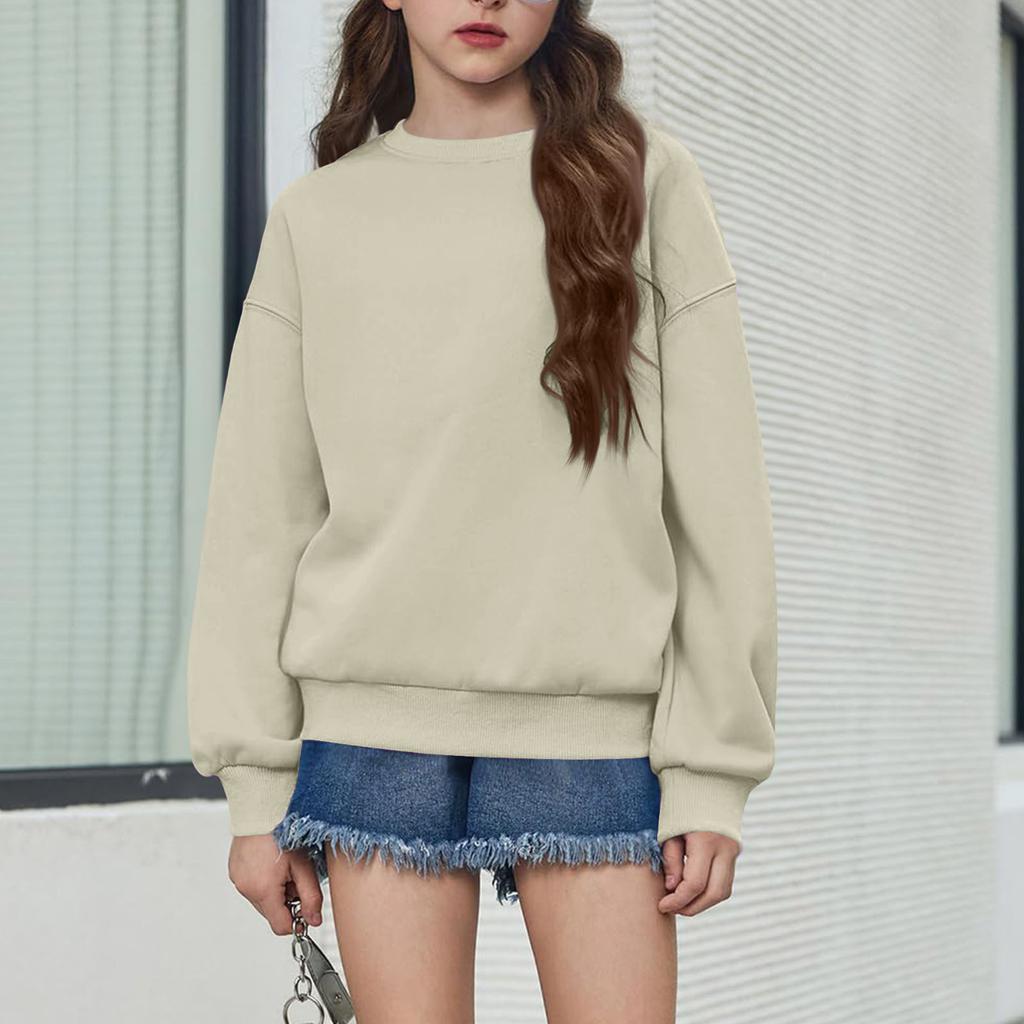 Jungen Mädchen Pullover Oberteil Lockerer Schnitt Farbe Sportlich Lässig Oberteil für Kinder