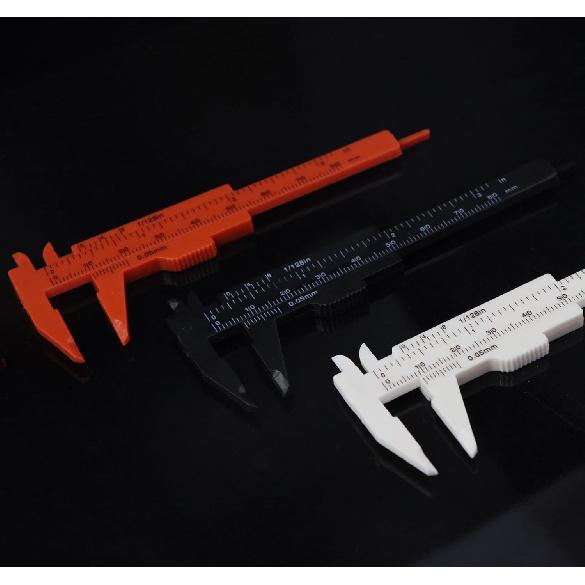 3Pcs Mini Plastic Vernier Caliper, 80mm Plastic Ruler Double Scale Sliding Gauge Measuring Tool for Inside Outside Step Depth, Portable 0-3
