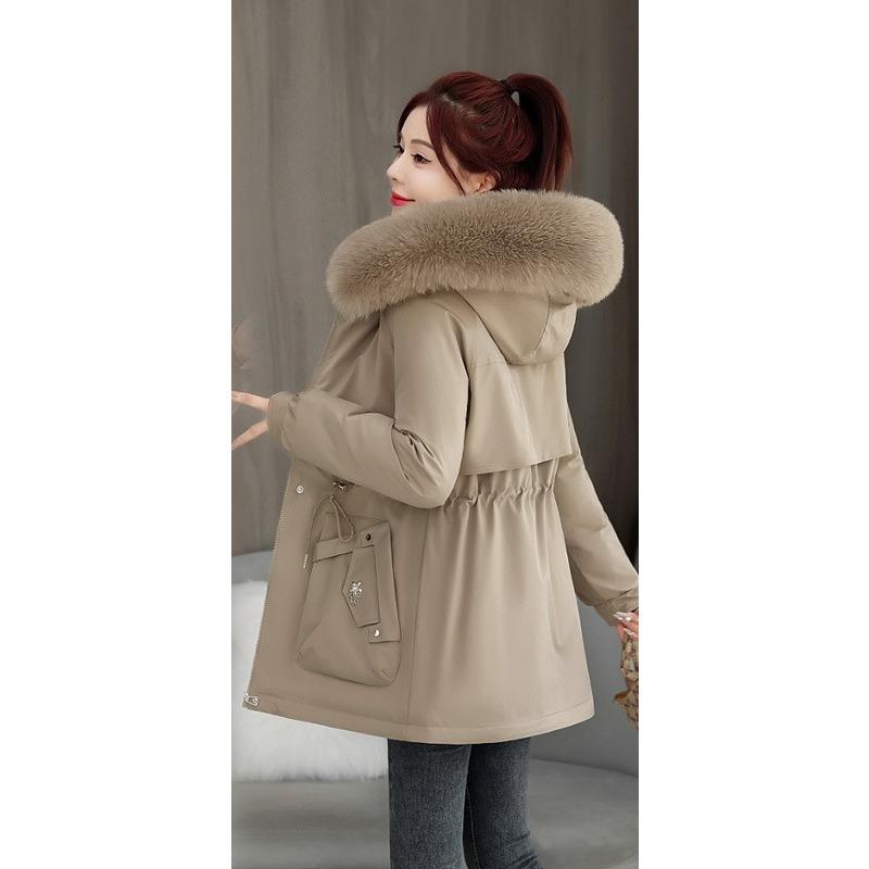 Down Jacket Women's Winter New Korean Style Loose-fitting Cotton Coat Plus Velvet Thickened Waist Cotton-padded Jacket