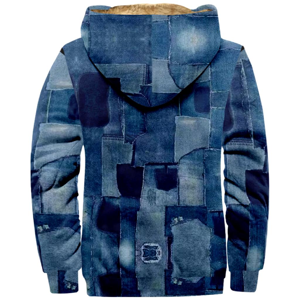 Men's Winter Printed Fleece Jacketed Cardigan Zipper Jacket