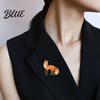 Sweaters Badge Brooch Pin Cartoon Fox Design Zinc Alloy UV