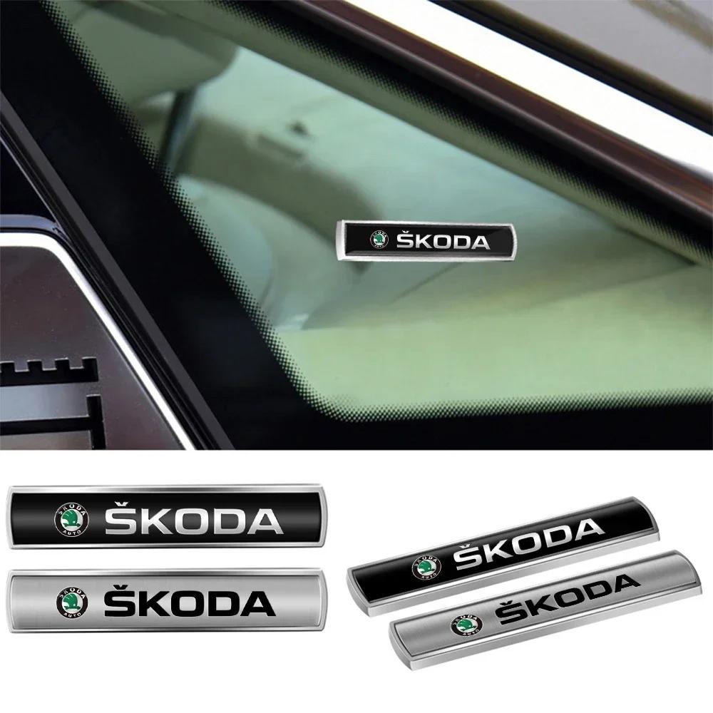 Car Styling 3D Aluminum Metal Body Fender Trunk Decorative Sticker Accessories For Skoda Octavia Rapid Fabia Superb Kamiq VRS A5