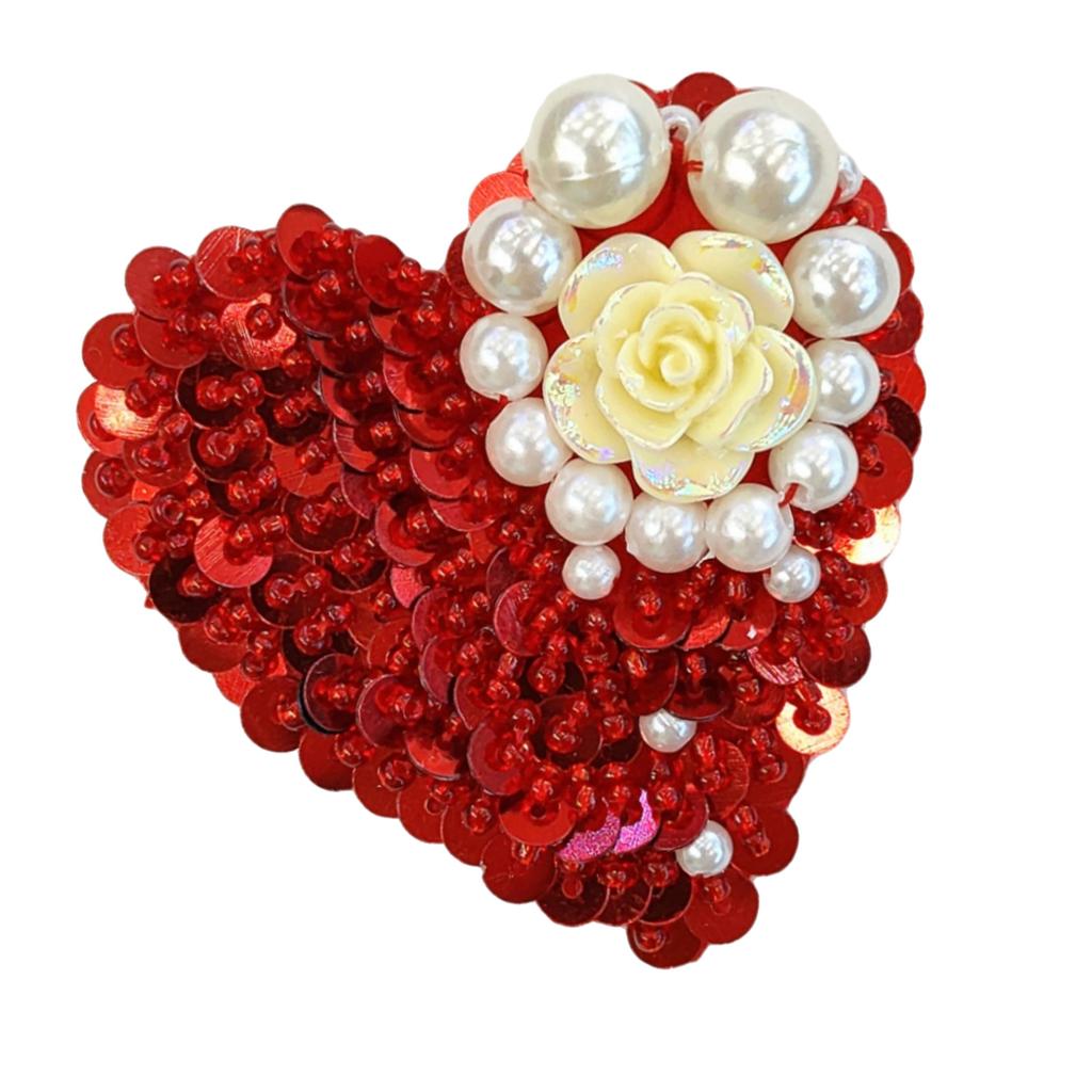 Sequins Heart Artistic Applique for Clothes Hat Sewing Patches DIY Scarf Wedding Dress Decors Accessories