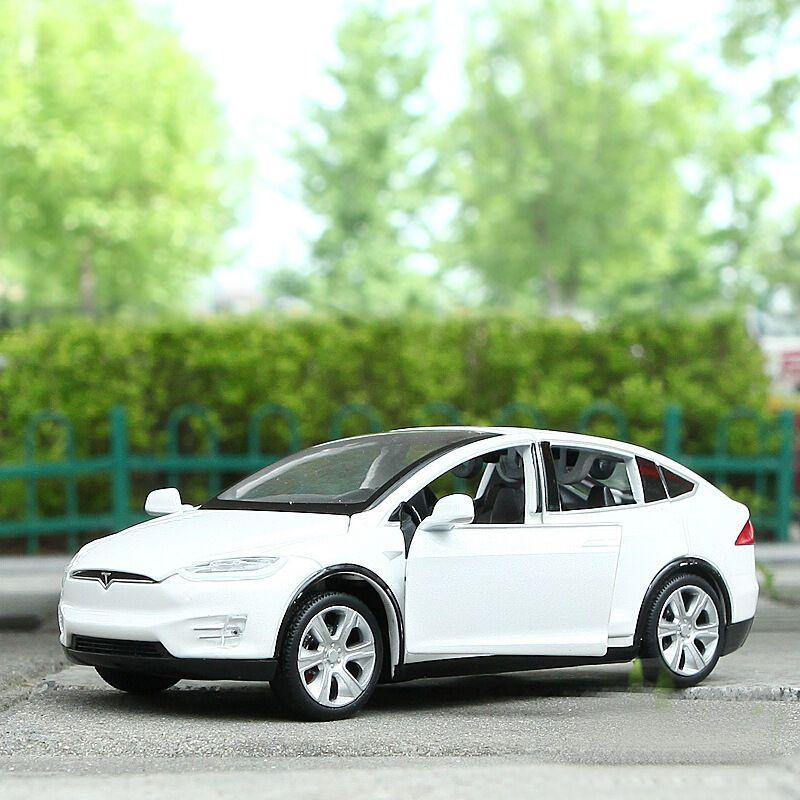 Tesla Model 132 X 90d Suv Diecast Model Car Soundlight Pull Back Kids Toy Gift