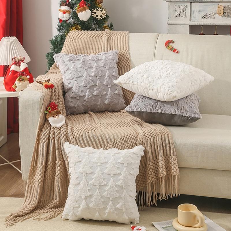 Christmas Cushion Cover Short  Throw Pillow Case Soft Plushie Sofa Pillowcase Cushion Cover Square 1PC