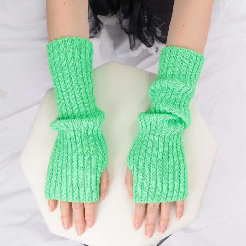 Women Long Fingerless Gloves Fashion Winter Warmer Mitten Arm Sleeve Casual Soft Girl Goth Clothes Punk Cosplay Accessories