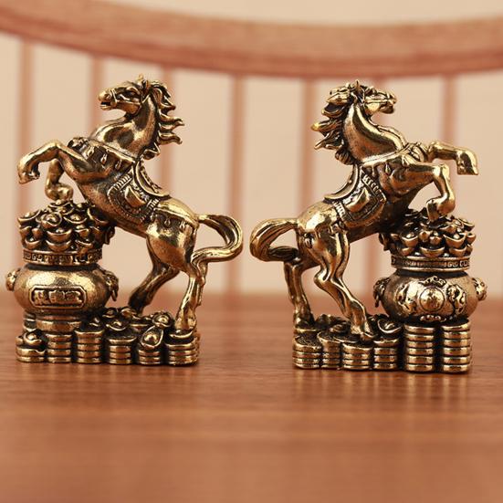 Feng Shui Pferde-Statue 2026 Jahr des Pferdes Tischplatte Messing Ornamente Chinesisches Neujahrssegen Souvenir Tierkreis Tier Skulptur für Festival Heimdeko