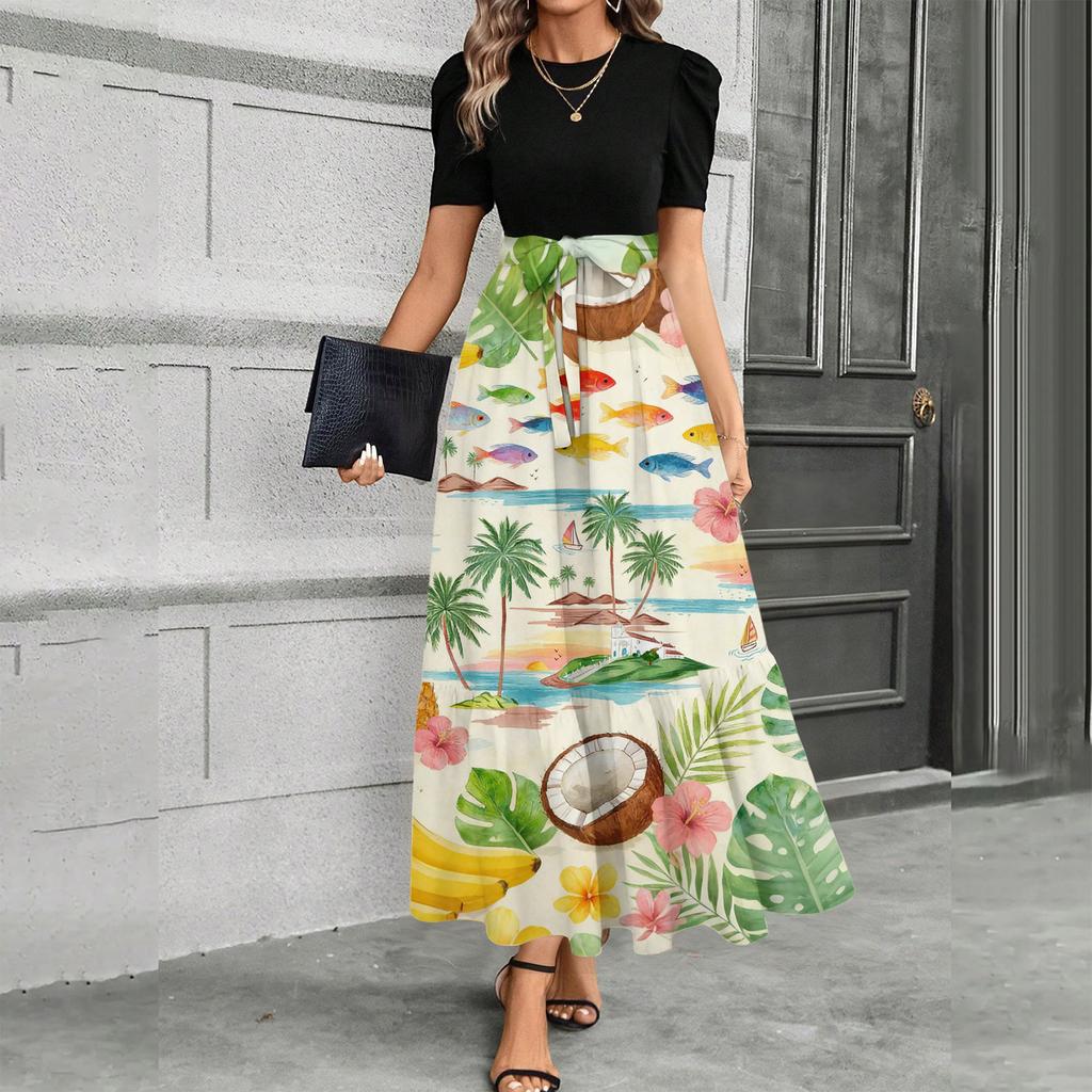 Women’s Summer Dress with Tropical Print Casual Maxi Dresses for Women Formal Dresses for Women Vacation Dress Sundresses for Women