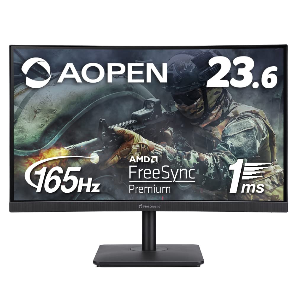 

AOPEN Ігровий вигнутий монітор 24HC5QRPbmiipzx Wide Full HD 165Hz FreeSync Premium 3 роки гарантії Широкий кут огляду 23,6 дюйма 1920×1080 1 мс(TVR) 178°