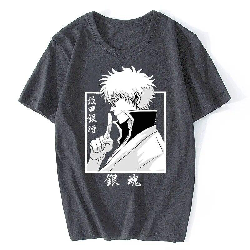 Gintama Sakata Gintoki Cool Men Léto Neformální tričko Anime Bavlněné tričko Hip Hop Tričko Trička Oversized Harajuku Streetwear