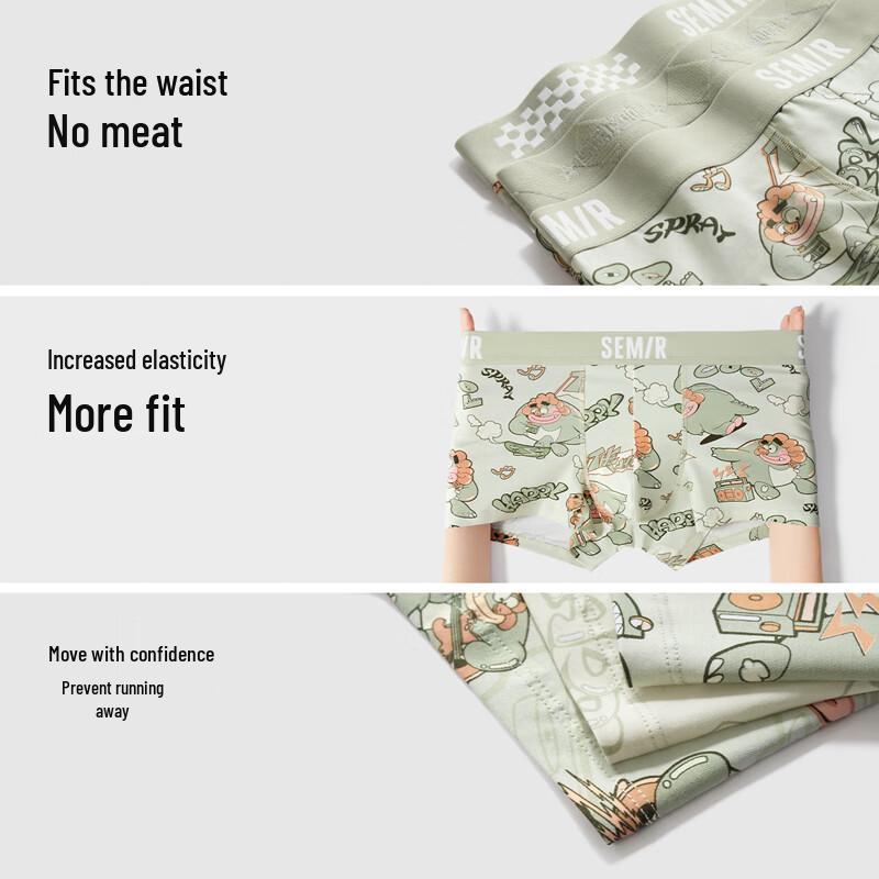 Semir Men's 7A Antibacterial Pure Cotton Boxer Briefs (3-Pack)