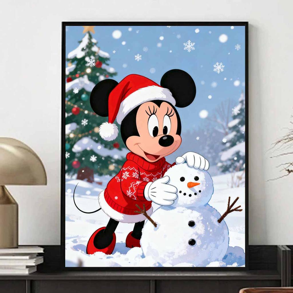 Disney Diamond Painting Kit DIY Round Home Wall Decor Adult Handmade Gift Minnie Snowman Winter Joyful Crafting Art