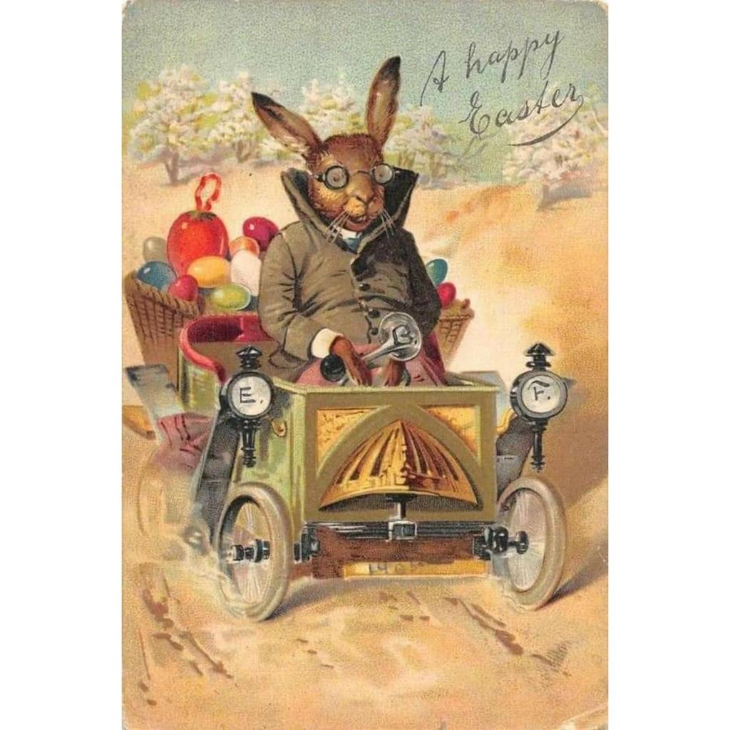 Easter Metal Wall Art Decor Vintage Cartoon Bunny Rabbit Rustic Tin Sign Home