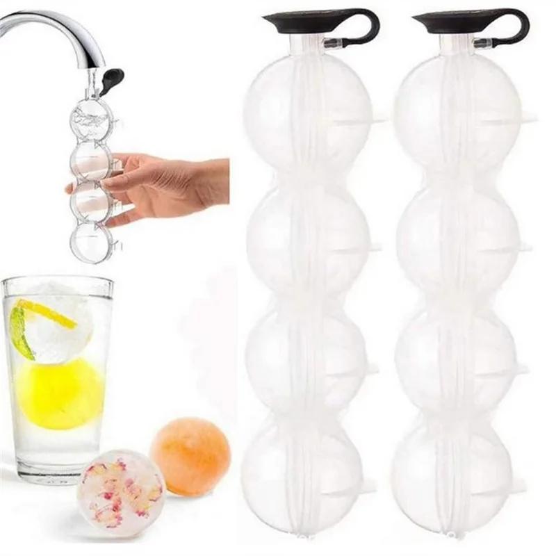 1 buc. Matriță cu 4 cavități pentru cuburi de gheață sferice tip bar, Matriță, Minge, Tavă pentru gheață, pentru congelator, Whiskey, DIY, Bețișor pentru acadea Stanleys, Cuburi de gheață false, Cupă de gheață