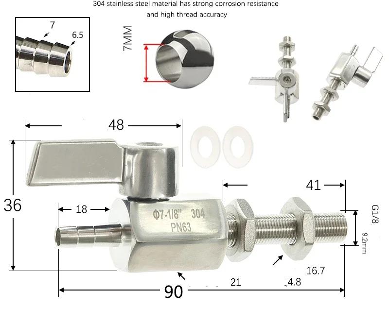 Valvola a Sfera Mini in Acciaio Inossidabile 304 con Raccordo a Innesto per Tubo Grado Sanitario 7mm 8mm 10mm 12mm Giunto per Tubo Gas Acqua Olio Microvalvola Acquario