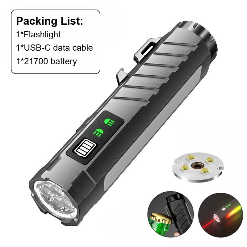 Neueste wiederaufladbare EDC-Taschenlampe mit RGB-Seitenlicht 1600 Lumen Tragbare Taschenlampen USB-C für Outdoor Notfall Arbeit