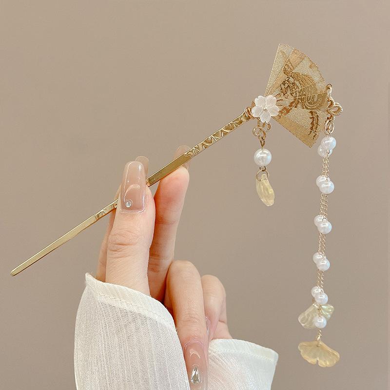 Tyčinka do vlasů Hanfu ve vintage čínském stylu Ženy Kovový střapeček Vidlička do vlasů Hůlky do vlasů Sponka do vlasů Žena Šperky Spona do vlasů Příslušenství