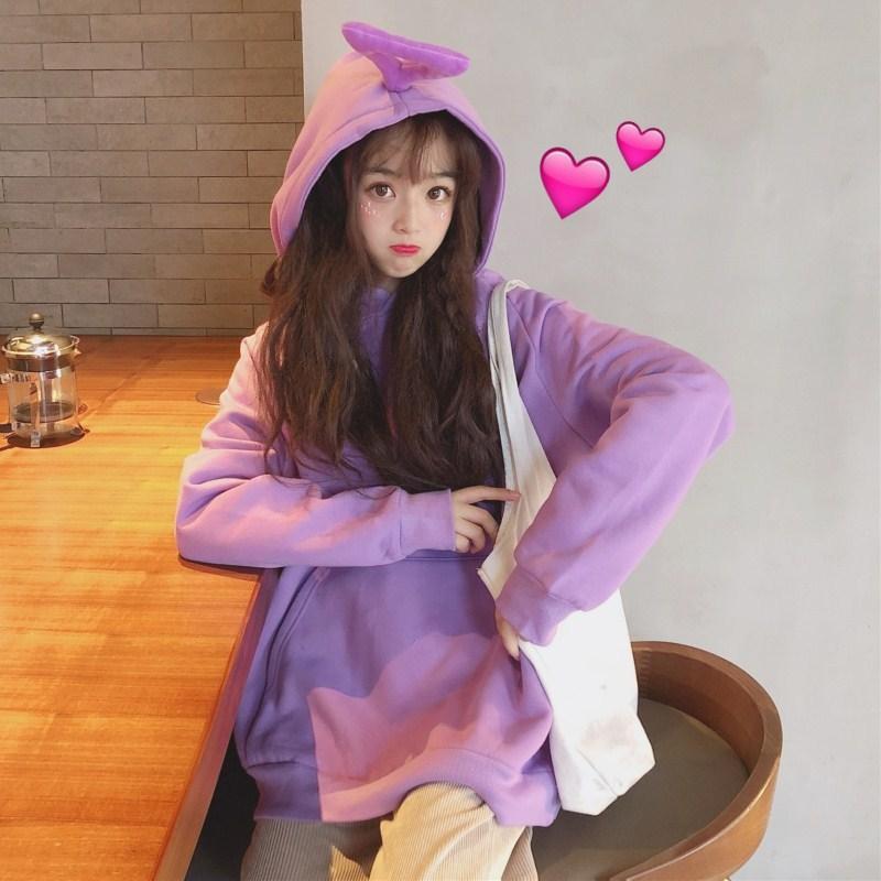Women Warm Soft Hoodies Padded Hooded Sweater Women's Fall and Winter Retro Simple Literary Student Tops