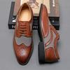 2025 Designer Brand High-end Brogue Shoes Elegant Brown Men's Banquet Dress Shoes Low Top Lace Up Men's Business Work Shoes