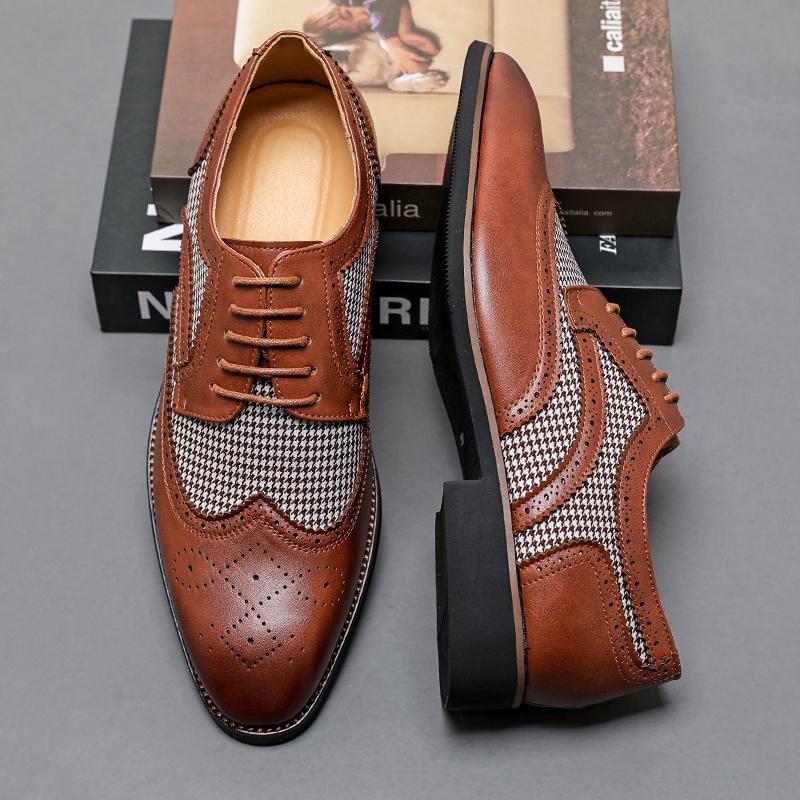2025 Designer Brand High-end Brogue Shoes Elegant Brown Men's Banquet Dress Shoes Low Top Lace Up Men's Business Work Shoes