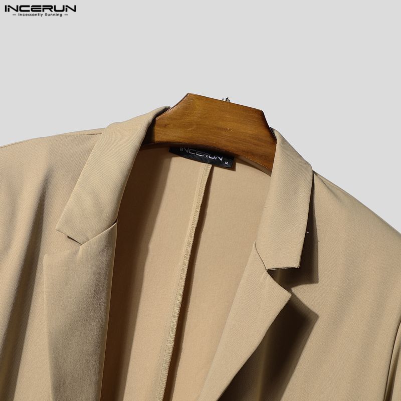 INCERUN Herren Langarm Gürtel Mesh Patchwork Unregelmäßig Lässig Dünne Lange Mäntel