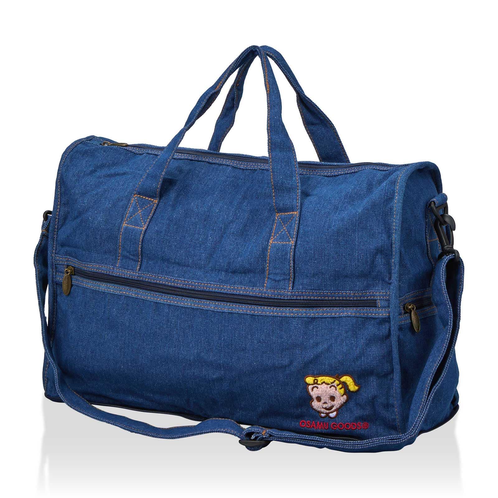 

[Sifre] Foldable Boston Bag, Medium, 23L Capacity, Denim, Suitcase Carry-On Compatible, Shoulder Strap Included, Osamu Goods OG19.Denim, Jill