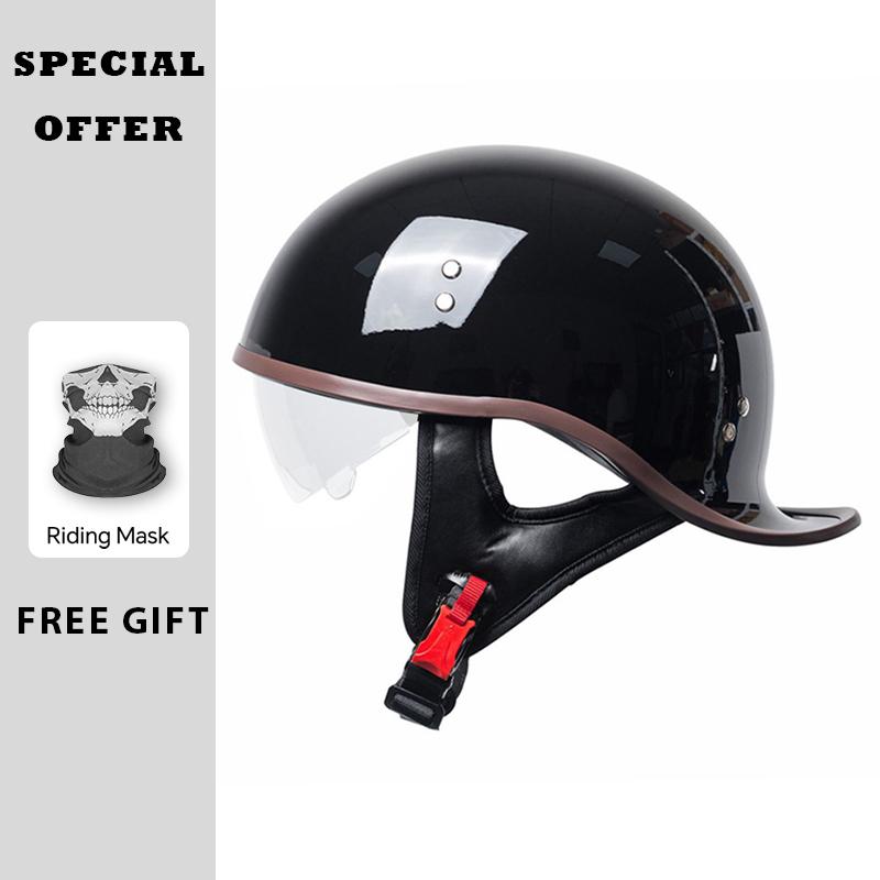 Retro Half Helmet 3C Certification Men Women Motorcycle Electric Helmets Summer Motorbike Riding Low Profile Half Helmet Vintage