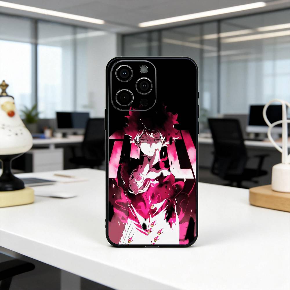 Mob P-Psycho 100 Shigeo K-Kageyama Phone Case For iPhone 17, 16,15,14,13,12,11 Plus,Pro Max, Others Soft Black Cover